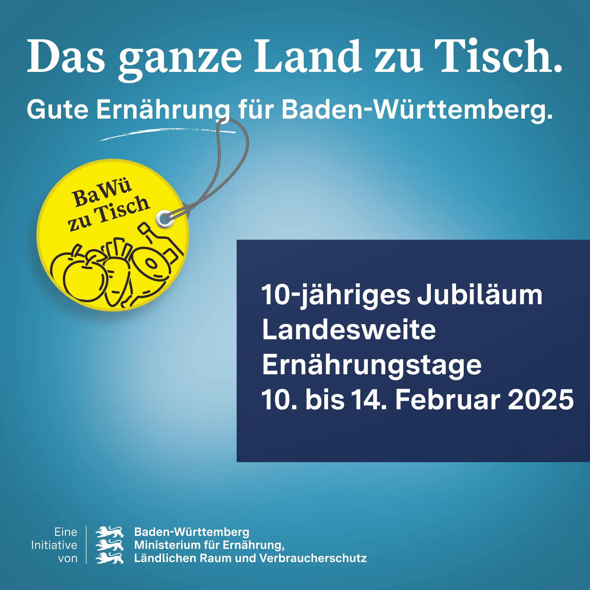 Mit diesem Bild wird das 10-jährige Jubliäum der landesweiten Ernährungstage 2025 angekündigt