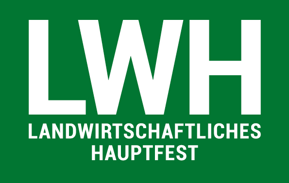Weiße Schrift auf grünem Hintergrund: „LWH – Landwirtschaftliches Hauptfest“